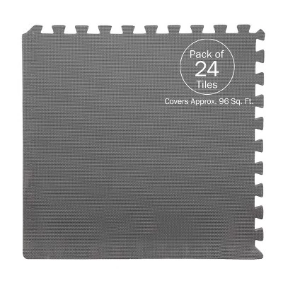 Foam Flooring Tiles 24-Pack Interlocking EVA Foam Pieces Non-Toxic Floor Padding For Playroom Gym Or Basement By Stalwart (Gray) 4 Foam Flooring Tiles 24-Pack Interlocking EVA Foam Pieces Non-Toxic Floor Padding For Playroom Gym Or Basement By Stalwart (Gray) - Image 2