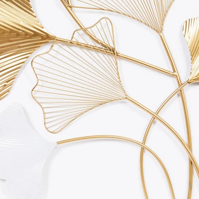 Glam Metal Leaf Wall Decor Gold - Olivia & May 4 Glam Metal Leaf Wall Decor Gold - Olivia & May - Image 2