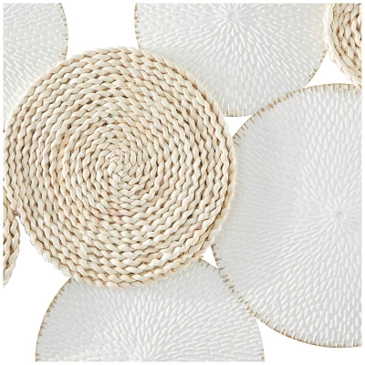 Metal Plate Rope Design Wall Decor With Textured Pattern White - The Novogratz 5 Metal Plate Rope Design Wall Decor With Textured Pattern White - The Novogratz - Image 3