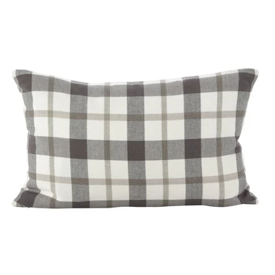 Plaid Down Filled Throw Pillow Gray - Saro Lifestyle 5 Plaid Down Filled Throw Pillow Gray - Saro Lifestyle - Image 3