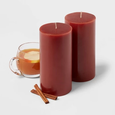 2pk Pillars Warm Cider & Cinnamon Red - Threshold™ 4 2pk Pillars Warm Cider & Cinnamon Red - Threshold™ - Image 2
