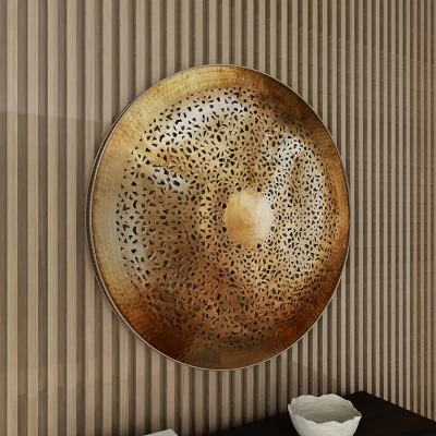 Metal Plate Wall Decor With Moroccan Pattern Gold - Olivia & May 10 Metal Plate Wall Decor With Moroccan Pattern Gold - Olivia & May - Image 8