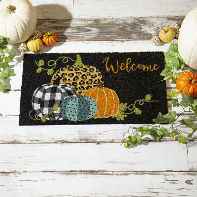 Evergreen Mixed Print Pumpkins Coir Mat 3 Evergreen Mixed Print Pumpkins Coir Mat