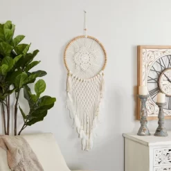 Cotton Macrame Handmade Intricately Woven Dreamcatcher Wall Decor With Beaded Fringe Tassels White - Olivia & May -Household Improvement Store GUEST 58e73f55 928a 4e18 83c2 6fd506ce34f7