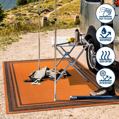 James Modern Border Stripe Indoor/Outdoor Area Rug - JONATHAN Y 11 James Modern Border Stripe Indoor/Outdoor Area Rug - JONATHAN Y - Image 9