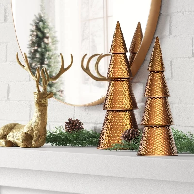 14.25" Hammered Metal Cone Christmas Tree Sculpture - Wondershop™ Gold 3 14.25" Hammered Metal Cone Christmas Tree Sculpture - Wondershop™ Gold