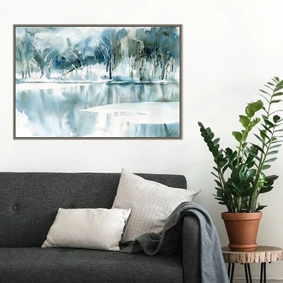 33" X 22" Blue Tree Reflections By Katrina Pete Framed Canvas Wall Art Gray Wash - Amanti Art 8 33" X 22" Blue Tree Reflections By Katrina Pete Framed Canvas Wall Art Gray Wash - Amanti Art - Image 6