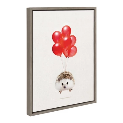 18" X 24" Sylvie Hedgehog Balloons Framed Canvas Wall Art By Amy Peterson Gray - DesignOvation 3 18" X 24" Sylvie Hedgehog Balloons Framed Canvas Wall Art By Amy Peterson Gray - DesignOvation
