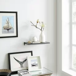 Floating Wall Shelf With Aluminum Bar - Danya B.