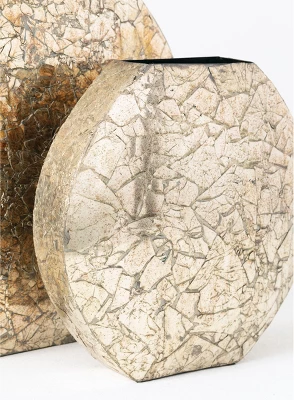 Sullivans Set Of 2 Mosaic Vase 15"H & 12"H Gold 3 Sullivans Set Of 2 Mosaic Vase 15"H & 12"H Gold