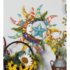 Metal Sun And Moon Indoor Outdoor Iron Wall Decor With Abstract Patterns - Olivia & May -Household Improvement Store GUEST 63d75b33 43a3 452e ad55 9d6d3b01b527