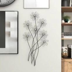 Metal Floral 3D Wire Wall Decor With Crystal Embellishments Black - Olivia & May 21 Metal Floral 3D Wire Wall Decor With Crystal Embellishments Black - Olivia & May -Household Improvement Store GUEST 6470e378 4cea 40da adf3 7a99fb113181
