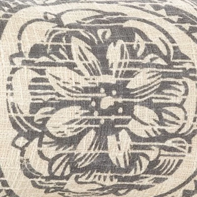 14"x23" Oversize Montpellier Floral Design Lumbar Throw Pillow Gray - Saro Lifestyle 4 14"x23" Oversize Montpellier Floral Design Lumbar Throw Pillow Gray - Saro Lifestyle - Image 2