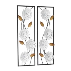 Set Of 2 Metal Floral Wall Decors With Black Frame White - Olivia & May -Household Improvement Store GUEST 690da745 9ec6 4fa0 ac45 9db0bca7997c