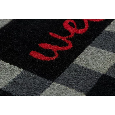 1'4" X 2'4" Buffalo Plaid Welcome Indoor/Outdoor Coir Doormat Red/Black/Gray - Entryways 4 1'4" X 2'4" Buffalo Plaid Welcome Indoor/Outdoor Coir Doormat Red/Black/Gray - Entryways - Image 2