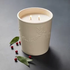 25oz Ceramic Bay & Winter Berry Candle Cream - Threshold⢠Designed With Studio McGee