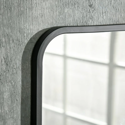 HOMCOM 34" X 21" Rectangle Modern Wall Mirror With Storage Shelf, Mirrors For Wall In Living Room, Bedroom, Black 6 HOMCOM 34" X 21" Rectangle Modern Wall Mirror With Storage Shelf, Mirrors For Wall In Living Room, Bedroom, Black - Image 4