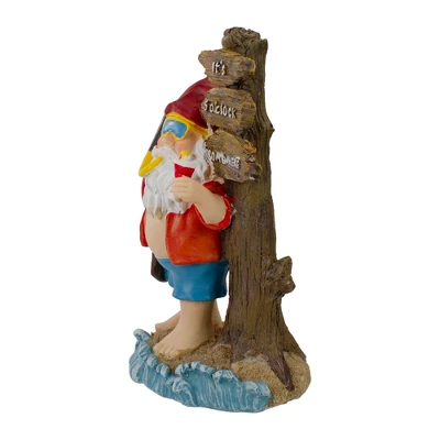 Northlight 10.5" Red And Blue Beach Gnome Outdoor Garden Statue 6 Northlight 10.5" Red And Blue Beach Gnome Outdoor Garden Statue - Image 4