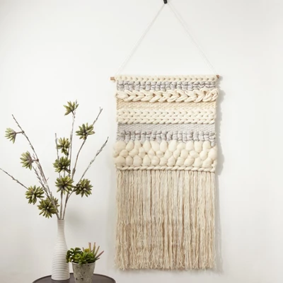 Saro Lifestyle Saro Lifestyle Fringe Braided Design Wall Hanging, Grey, 4 Saro Lifestyle Saro Lifestyle Fringe Braided Design Wall Hanging, Grey, - Image 2