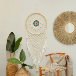 Cotton Macrame Handmade Intricately Woven Dreamcatcher Wall Decor With Beaded Fringe Tassels White - Olivia & May -Household Improvement Store GUEST 70ca47b4 7850 4f04 9068 616c4d9f58e6
