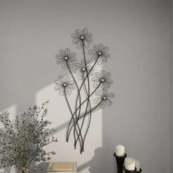 Metal Floral 3D Wire Wall Decor With Crystal Embellishments Black - Olivia & May 29 Metal Floral 3D Wire Wall Decor With Crystal Embellishments Black - Olivia & May -Household Improvement Store GUEST 72b30e14 d98a 479c ab30 945df72de4f9