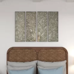 Metal Tree Wall Decor With Embossed Design Set Of 4 Brown - Olivia & May 35 Metal Tree Wall Decor With Embossed Design Set Of 4 Brown - Olivia & May -Household Improvement Store GUEST 73d79967 f9e6 4048 ba93 928175e2e271
