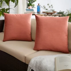 2pk Sunbrella Outdoor Throw Pillows Coral