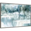 33" X 22" Blue Tree Reflections By Katrina Pete Framed Canvas Wall Art Gray Wash - Amanti Art