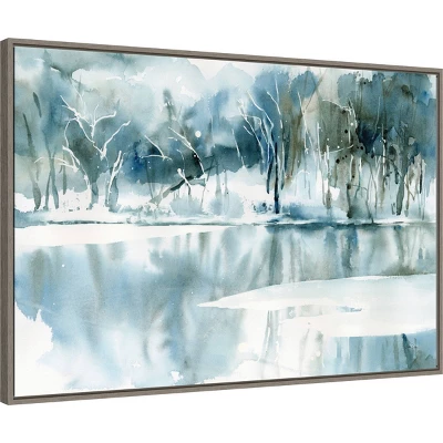 33" X 22" Blue Tree Reflections By Katrina Pete Framed Canvas Wall Art Gray Wash - Amanti Art 3 33" X 22" Blue Tree Reflections By Katrina Pete Framed Canvas Wall Art Gray Wash - Amanti Art