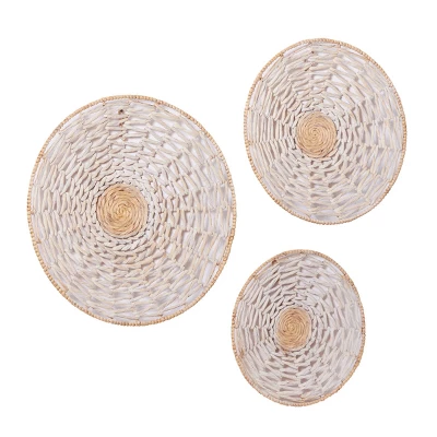 Set Of 3 Seagrass Plate Handmade Woven Basket Wall Decors Cream - Olivia & May 7 Set Of 3 Seagrass Plate Handmade Woven Basket Wall Decors Cream - Olivia & May - Image 5