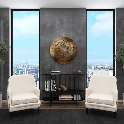 Metal Plate Wall Decor With Moroccan Pattern Gold - Olivia & May 18 Metal Plate Wall Decor With Moroccan Pattern Gold - Olivia & May - Image 16