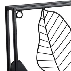 Set Of 2 Metal Leaf Tall Cut-Out Wall Decors With Intricate Laser Cut Designs Black - Olivia & May