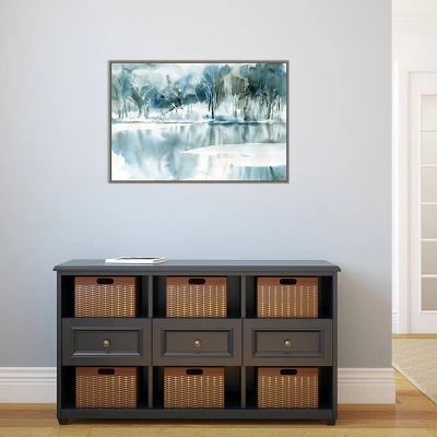 33" X 22" Blue Tree Reflections By Katrina Pete Framed Canvas Wall Art Gray Wash - Amanti Art 6 33" X 22" Blue Tree Reflections By Katrina Pete Framed Canvas Wall Art Gray Wash - Amanti Art - Image 4