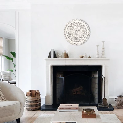 LuxenHome White Wood Flower 23.86" Round Wall Decor Home Decor Interior Design 7 LuxenHome White Wood Flower 23.86" Round Wall Decor Home Decor Interior Design - Image 5