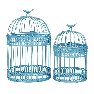 Set Of 2 Metal 15.6" Country Cottage Birdcage - Olivia & May 5 Set Of 2 Metal 15.6" Country Cottage Birdcage - Olivia & May - Image 3