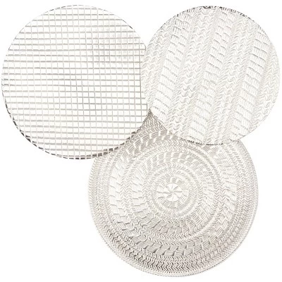 Aluminum Plate Wall Decor With Textured Pattern Silver - Olivia & May 3 Aluminum Plate Wall Decor With Textured Pattern Silver - Olivia & May