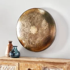 Metal Plate Wall Decor With Moroccan Pattern Gold - Olivia & May 27 Metal Plate Wall Decor With Moroccan Pattern Gold - Olivia & May -Household Improvement Store GUEST 826be731 3409 4c53 916a 44854c10c097
