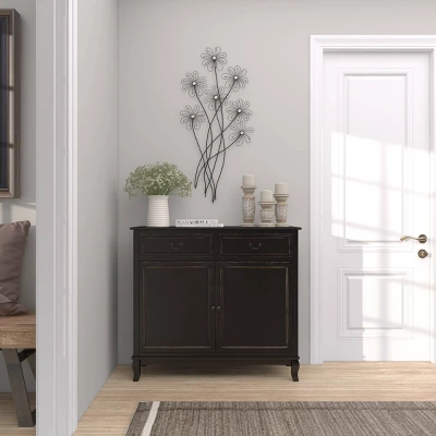 Metal Floral 3D Wire Wall Decor With Crystal Embellishments Black - Olivia & May 17 Metal Floral 3D Wire Wall Decor With Crystal Embellishments Black - Olivia & May - Image 15