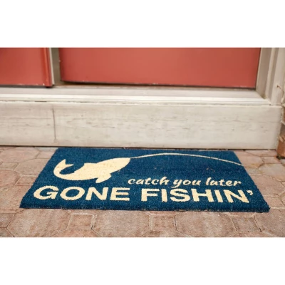 1'4" X 2'4" Catch You Later, Gone Fishin' Indoor/Outdoor Coir Doormat Blue/Beige - Entryways 6 1'4" X 2'4" Catch You Later, Gone Fishin' Indoor/Outdoor Coir Doormat Blue/Beige - Entryways - Image 4