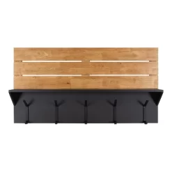 42" X 22" Samuels Decorative Wall Shelf With Hooks Rustic Brown/Black - Kate & Laurel All Things Decor