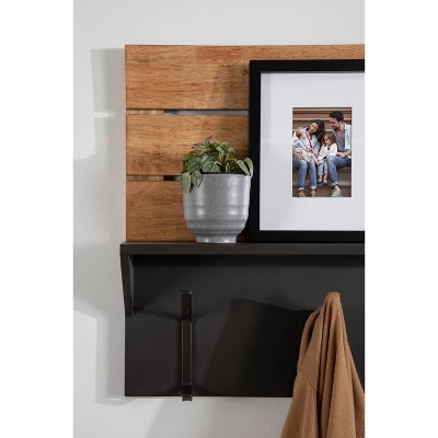 42" X 22" Samuels Decorative Wall Shelf With Hooks Rustic Brown/Black - Kate & Laurel All Things Decor 9 42" X 22" Samuels Decorative Wall Shelf With Hooks Rustic Brown/Black - Kate & Laurel All Things Decor - Image 7