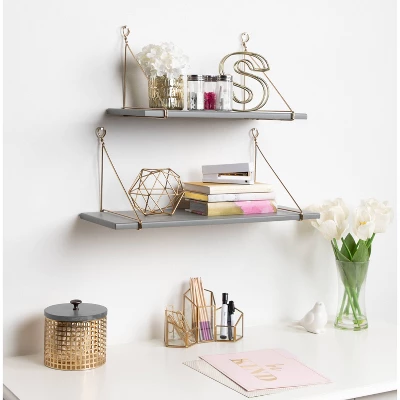 2pc Vista Wood And Metal Wall Shelves - Kate & Laurel All Things Decor 5 2pc Vista Wood And Metal Wall Shelves - Kate & Laurel All Things Decor - Image 3