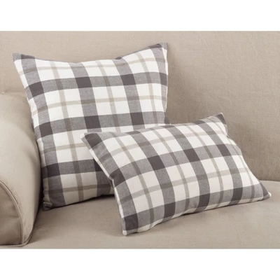 Plaid Down Filled Throw Pillow Gray - Saro Lifestyle 4 Plaid Down Filled Throw Pillow Gray - Saro Lifestyle - Image 2