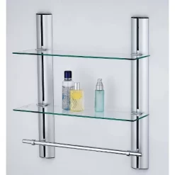 7" X 20" 2 Tier Adjustable Glass Shelf With Towel Bar Wall Shelf - Danya B. -Household Improvement Store GUEST 90d5ec4c cbd1 4554 9512 7be769b416f9