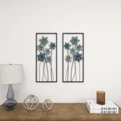 Metal Floral Wall Decor With Black Frame Set Of 2 Gray - Olivia & May -Household Improvement Store GUEST 919da5b5 63d2 438c 96d2 3fa0fb07305e