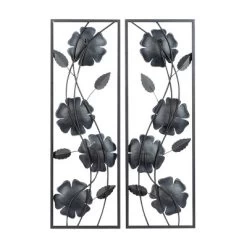 Set Of 2 Metal Floral Wall Decors With Black Frame White - Olivia & May -Household Improvement Store GUEST 9b0931ea ad90 4373 8c7e 19ffd71a6879