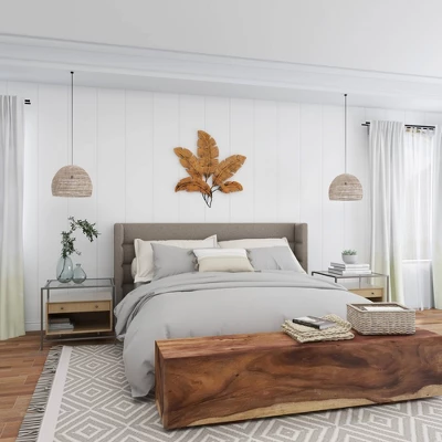 Metal Leaf Clutter Palm Wall Decor With Distressed Textured Brown - Olivia & May 7 Metal Leaf Clutter Palm Wall Decor With Distressed Textured Brown - Olivia & May - Image 5