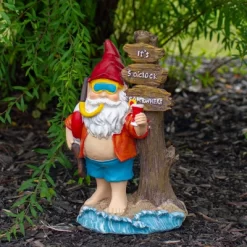 Northlight 10.5" Red And Blue Beach Gnome Outdoor Garden Statue