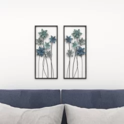 Metal Floral Wall Decor With Black Frame Set Of 2 Gray - Olivia & May -Household Improvement Store GUEST 9cf0591f 4649 46d1 b7ea 9d6c83609b00