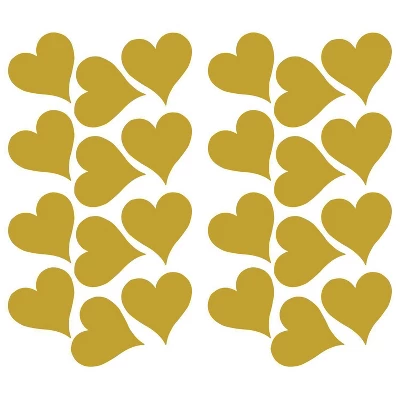 Heart Peel And Stick Wall Decal Gold - RoomMates 3 Heart Peel And Stick Wall Decal Gold - RoomMates